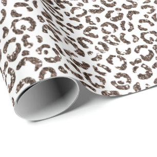 Chocolade Brown Leopard Glitter Cadeaupapier