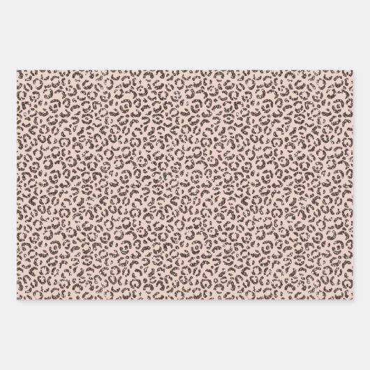Chocolade Brown Leopard Glitter       Inpakpapier Vel (Voorkant 3)