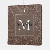 Chocolade Brown Leopard Glitter Monogram Keramisch Ornament (Links)