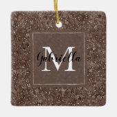Chocolade Brown Leopard Glitter Monogram Keramisch Ornament (Voorkant)