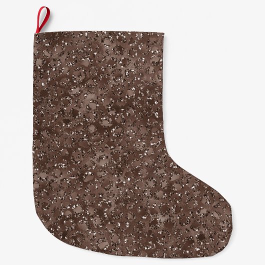 Chocolade Brown-luipaard Glitter Grote Kerstsok (Voorkant)