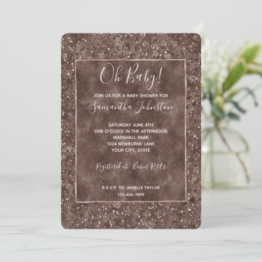 Chocolade Brown-luipaard Glitter Kaart (Staand voorkant)