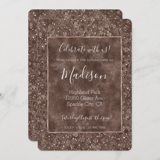 Chocolade Brown-luipaard Glitter Kaart (Voorkant / Achterkant)