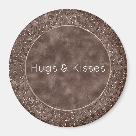 Chocolade Brown-luipaard Glitter Magneet (Voorkant)