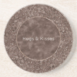 Chocolade Brown-luipaard Glitter Zandsteen Onderzetter