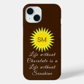 Chocolade Brown Monogram Life zonder Sunshine Case-Mate iPhone Case (Achterkant)