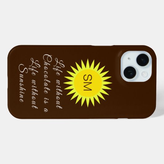 Chocolade Brown Monogram Life zonder Sunshine Case-Mate iPhone Case (Achterkant (horizontaal))