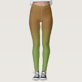 Chocolade Brown Olive Green Ombre Leggings (Voorkant)