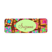 Chocolade Brown-patchwork Quilt Art-blokken Etiket (Voorkant)