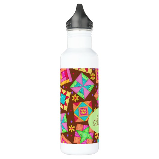 Chocolade Brown-patchwork Quilt Art-blokken Waterfles (Links)