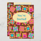 Chocolade Brown Patchwork Quilt Block Art Kaart (Voorkant / Achterkant)