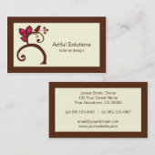 Chocolade Brown Pink Flowers Bird Visitekaartje (Voorkant / Achterkant)