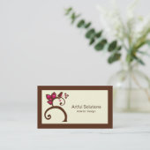 Chocolade Brown Pink Flowers Bird Visitekaartje (Staand voorkant)