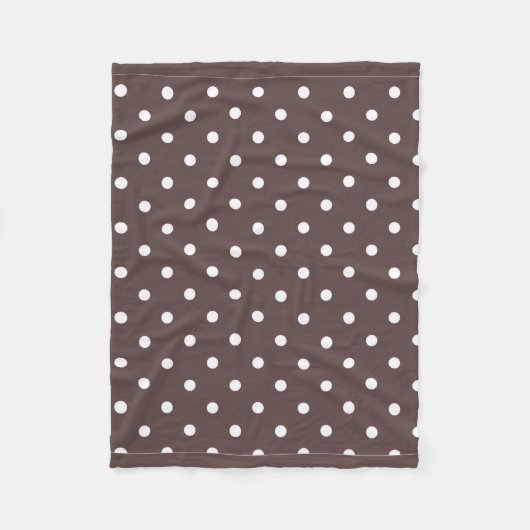 Chocolade Brown Polka Dot Fleece Blanket (Voorkant)
