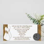 Chocolade Brown Roll Over Bowling Birthday Party Kaart (Staand voorkant)