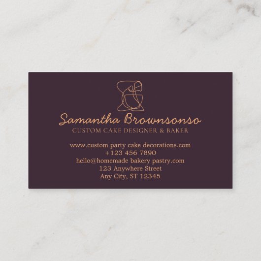 Chocolade Brown Simple Homemade Food Bakery Cook Visitekaartje (Achterkant)