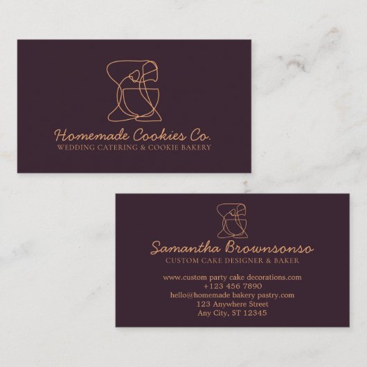 Chocolade Brown Simple Homemade Food Bakery Cook Visitekaartje (Voorkant / Achterkant)