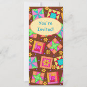 Chocolade Brown Yellow Patchwork Quilt Block Art Kaart (Voorkant)