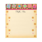 Chocolade Brown Yellow Patchwork Quilt Blocks Art Notitieblok (Voorkant)