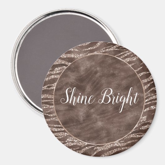 Chocolade Brown Zebra Glitter Peach Lijst Magneet (Voorkant / Achterkant)