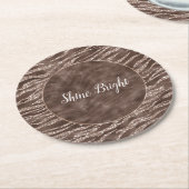Chocolade Brown Zebra Glitter Peach Lijst Ronde Kartonnen Onderzetter (Gebogen)