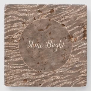 Chocolade Brown Zebra Glitter Peach Lijst Stenen Onderzetter