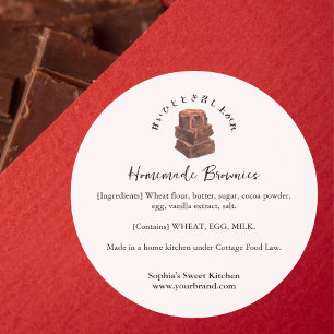 Chocolade Brownie Ingrediënt Bakkerij Product Ronde Sticker