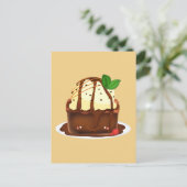 Chocolade brownie met vanille ijs briefkaart (Staand voorkant)