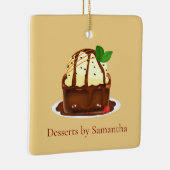 Chocolade Brownie Met Vanille Ijs Keramisch Ornament (Rechts)