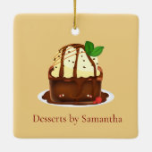 Chocolade Brownie Met Vanille Ijs Keramisch Ornament (Achterkant)