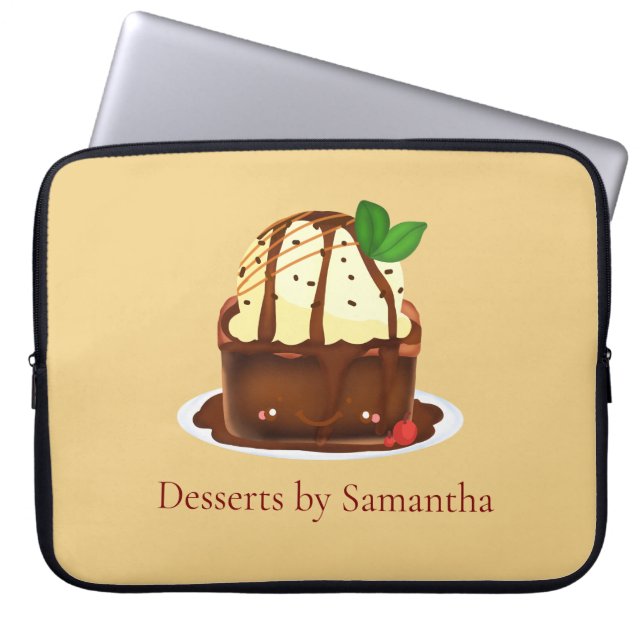 Chocolade brownie met vanille ijs laptop sleeve (Voorkant)