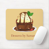Chocolade brownie met vanille ijs muismat (Met muis)