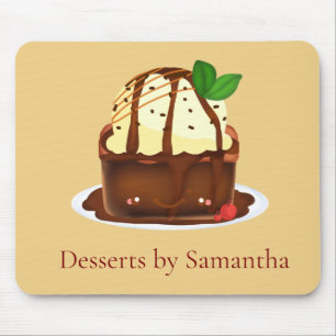 Chocolade brownie met vanille ijs muismat