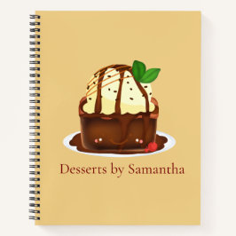 Chocolade brownie met vanille ijs notitieboek