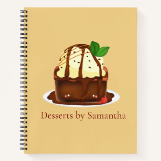 Chocolade brownie met vanille ijs notitieboek