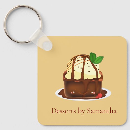 Chocolade brownie met vanille ijs sleutelhanger (Voorkant)