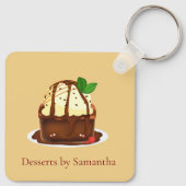 Chocolade brownie met vanille ijs sleutelhanger (Achterkant)