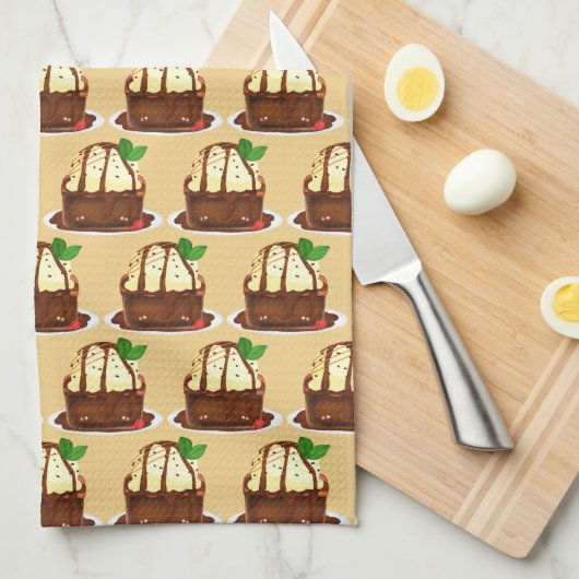 Chocolade brownie met vanille ijs theedoek (Quarter Fold)