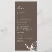 Chocolade bruiloft moderne witte bloemen menu (Voorkant)
