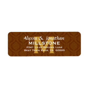 Chocolade Bruiloft Monogram Adreslabel V9 Etiket