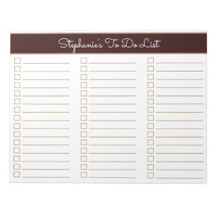 Chocolade Bruin 8.5x11 Drie Kolommen Checklist Notitieblok