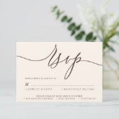 Chocolade Bruin beige Minimaal Modern RSVP Kaartje (Staand voorkant)