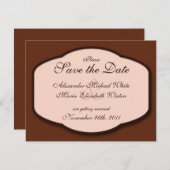 Chocolade Bruin & Beige Trouw Save the Dates Kaart (Voorkant / Achterkant)