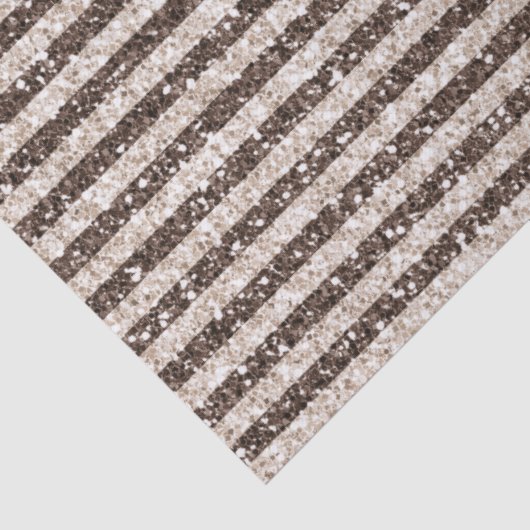 Chocolade Bruin Blush Glitter Sparkle Stripes Tissuepapier (Detail)