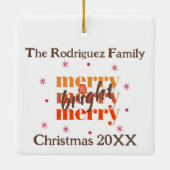 Chocolade Bruin Boho Vrolijk & Heldere Kerst Keramisch Ornament (Achterkant)