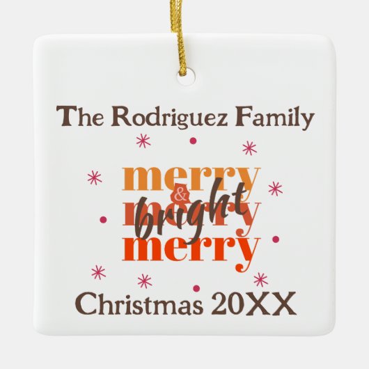 Chocolade Bruin Boho Vrolijk & Heldere Kerst Keramisch Ornament (Voorkant)