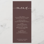 Chocolade Bruin Eenvoudig Script Huwelijksdiner Menu (Voorkant)