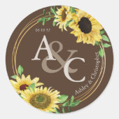 Chocolade bruin · Elegante moderne bruiloft Ronde Sticker (Voorkant)