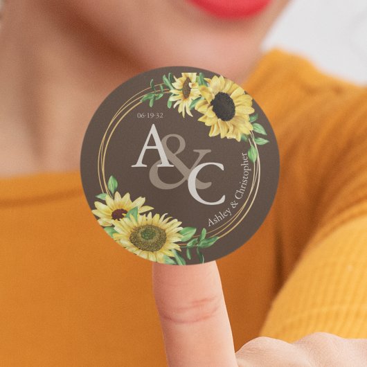 Chocolade bruin · Elegante moderne bruiloft Ronde Sticker
