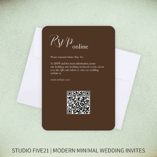 Chocolade bruin · Elegante moderne bruiloft RSVP Kaartje